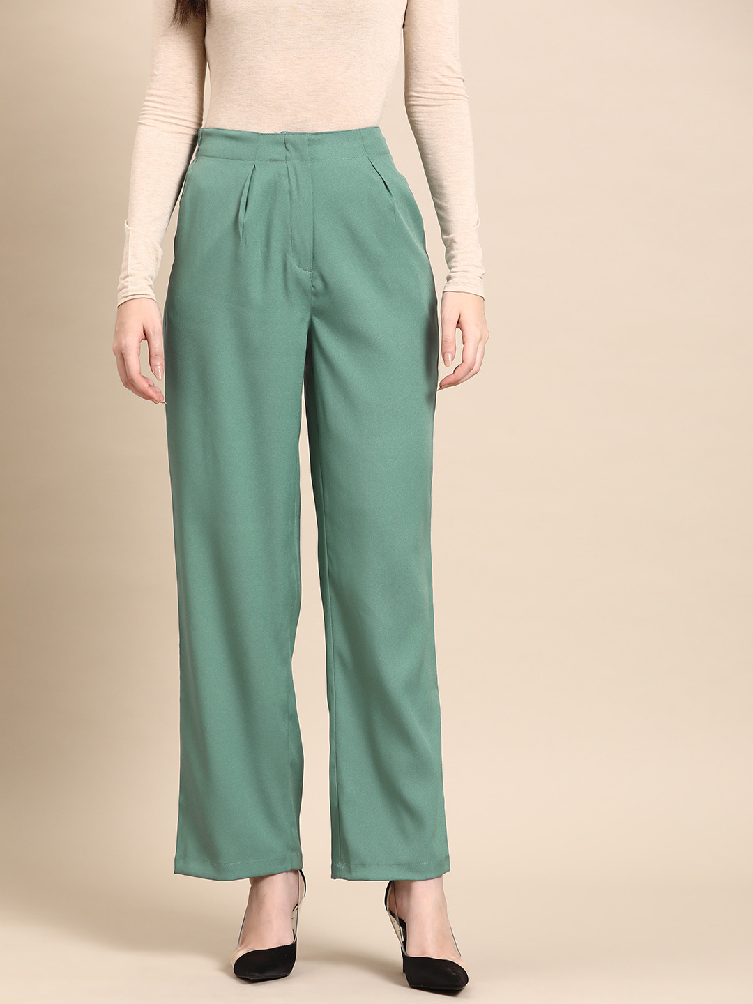 DENNISON High-Rise Pleated Trousers