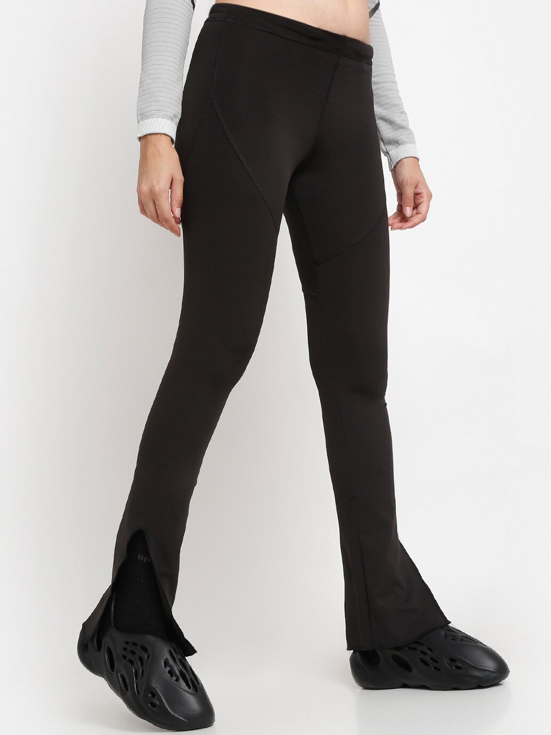 EVERDION Women High-Rise Easy Wash Side Slited Bootcut Trousers