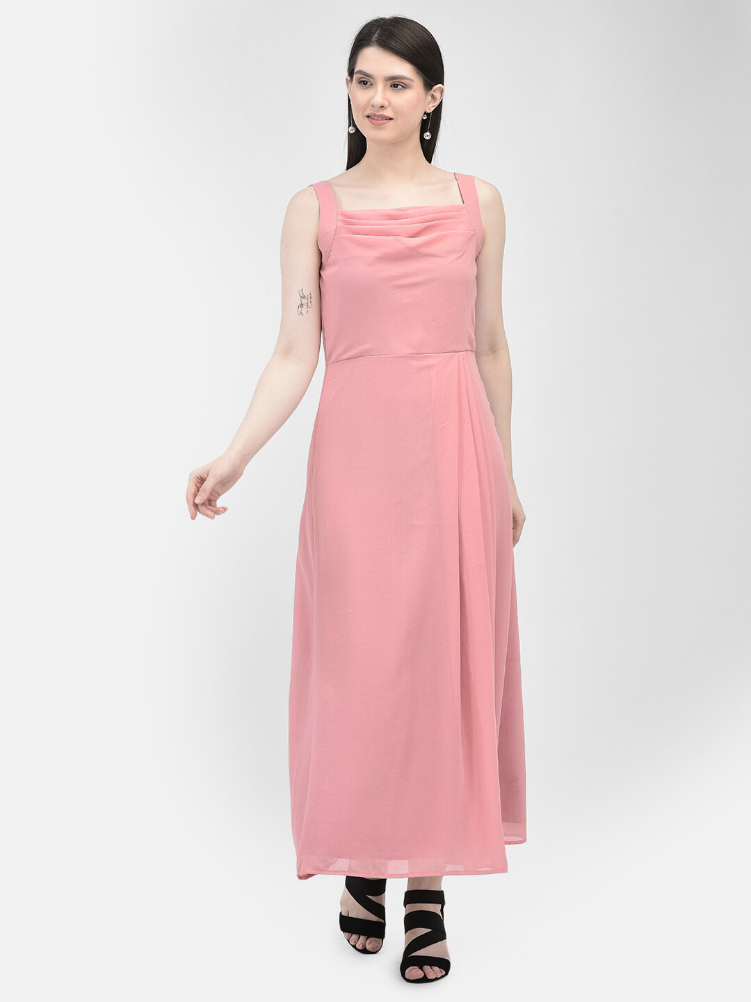 Eavan Shoulder Straps Pleated Maxi Dress