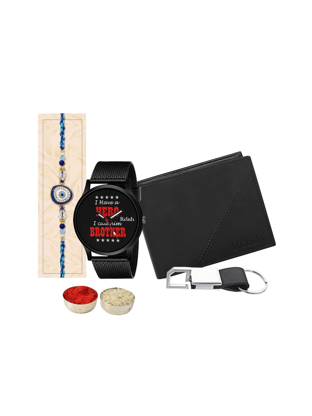 Relish Men Evil-Eye Charm Rakhi With Watch & Wallet & Keychain
