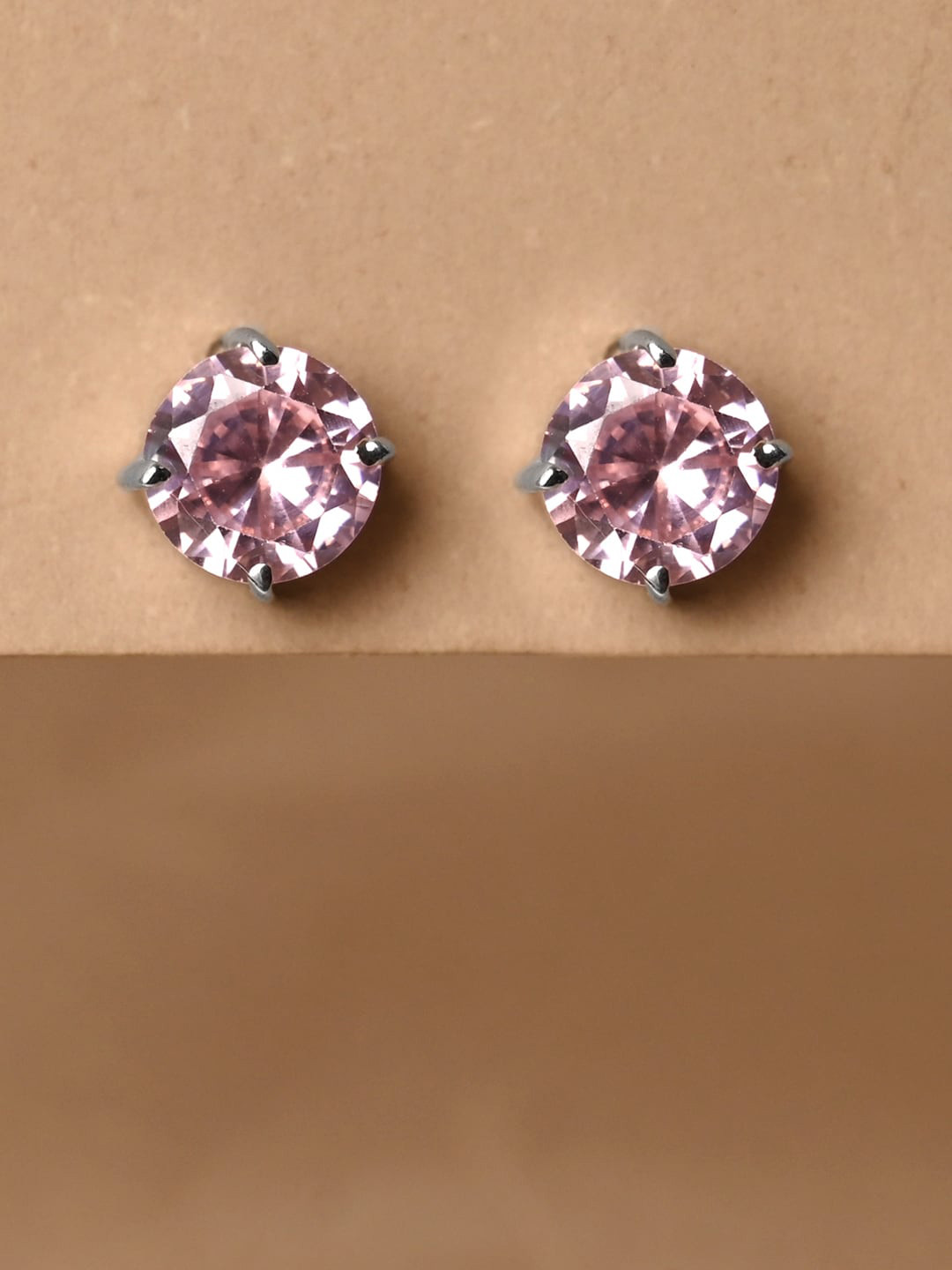 Clara Rhodium-Plated Sterling Silver Circular Cubic Zirconia Studded Studs