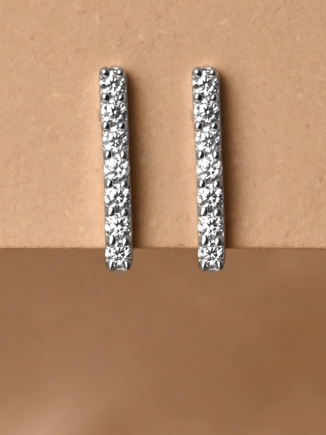 Clara Rhodium-Plated Sterling Silver Geometric Cubic Zirconia Studded Studs