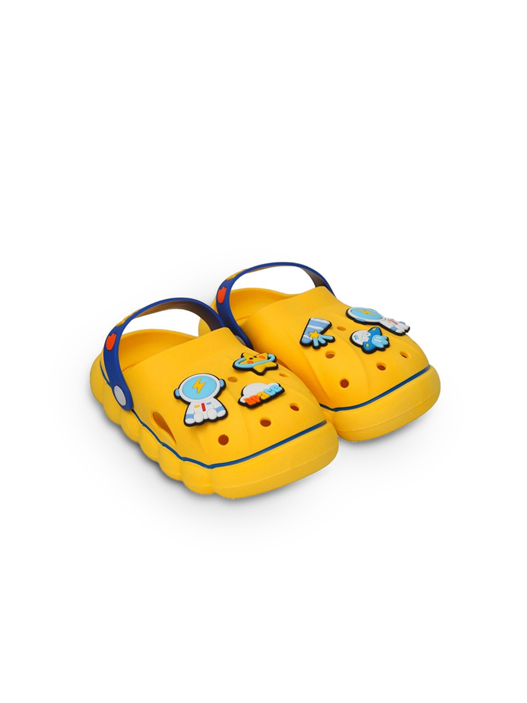 Yellow Bee Boys Space Theme Applique Rubber Clogs
