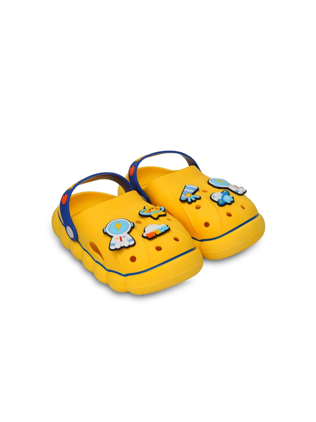Yellow Bee Boys Space Theme Applique Rubber Clogs