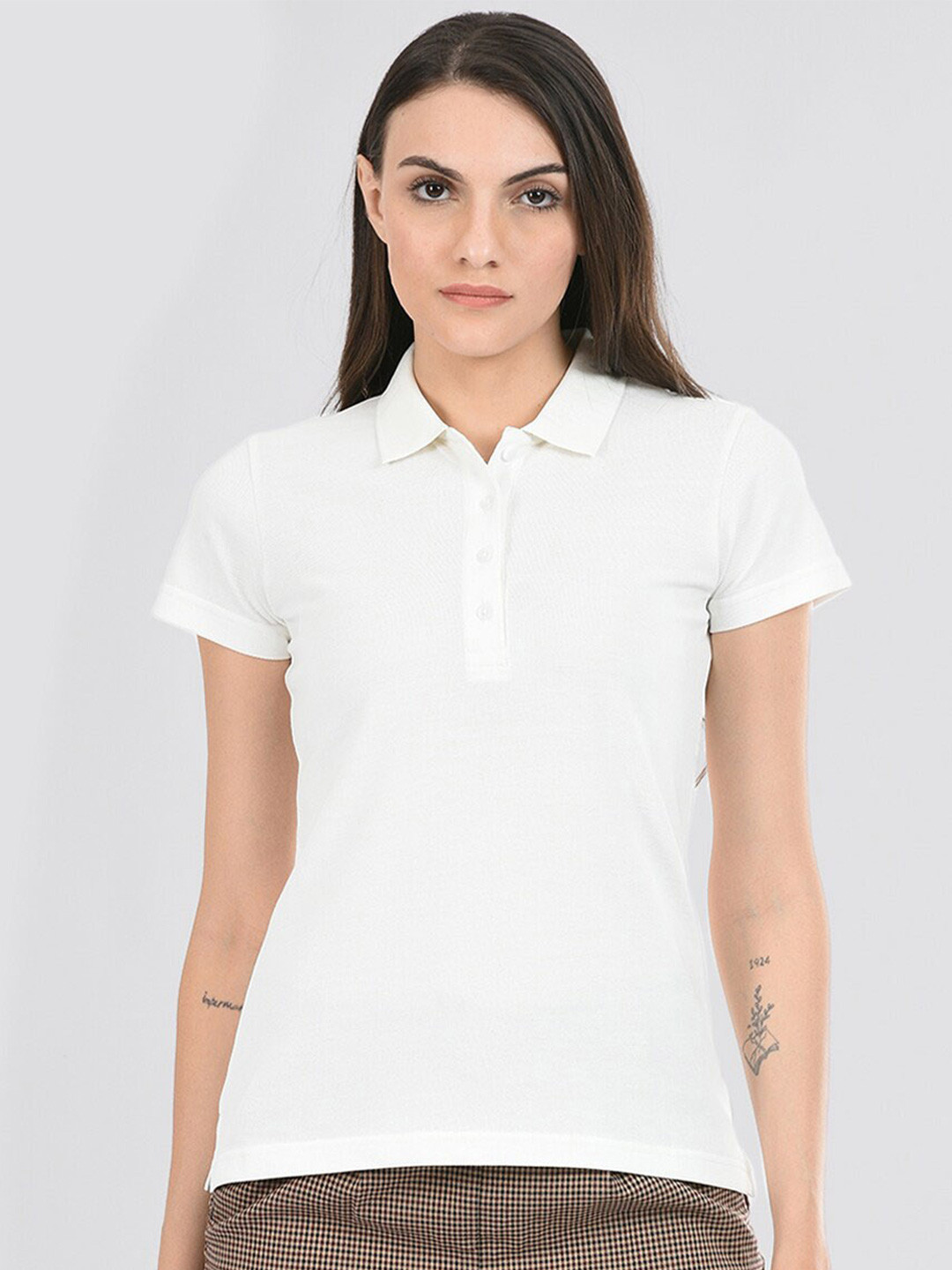 ONEWAY Women Cotton Polo Collar T-Shirt