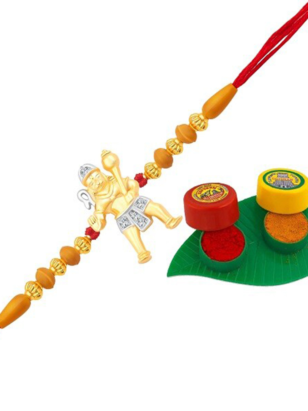 Vighnaharta Boys Gold-Plated Lord Maruthi Charm Thread Rakhi