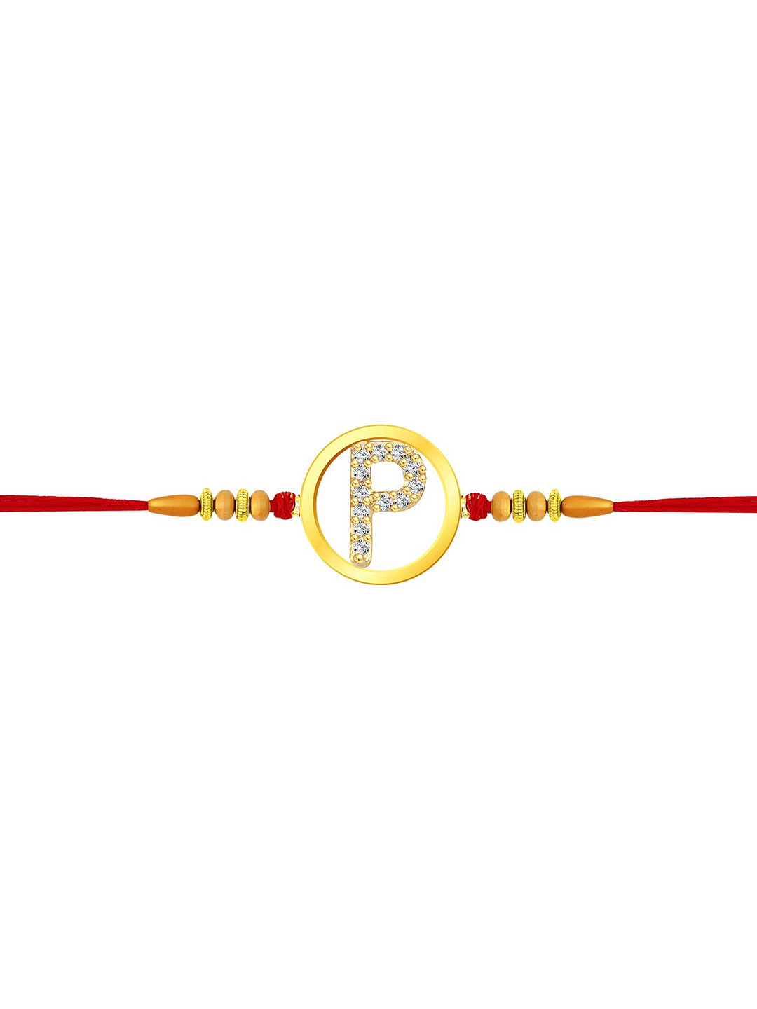 Vighnaharta Boys Gold-Plated Letter P Charm Rakhi