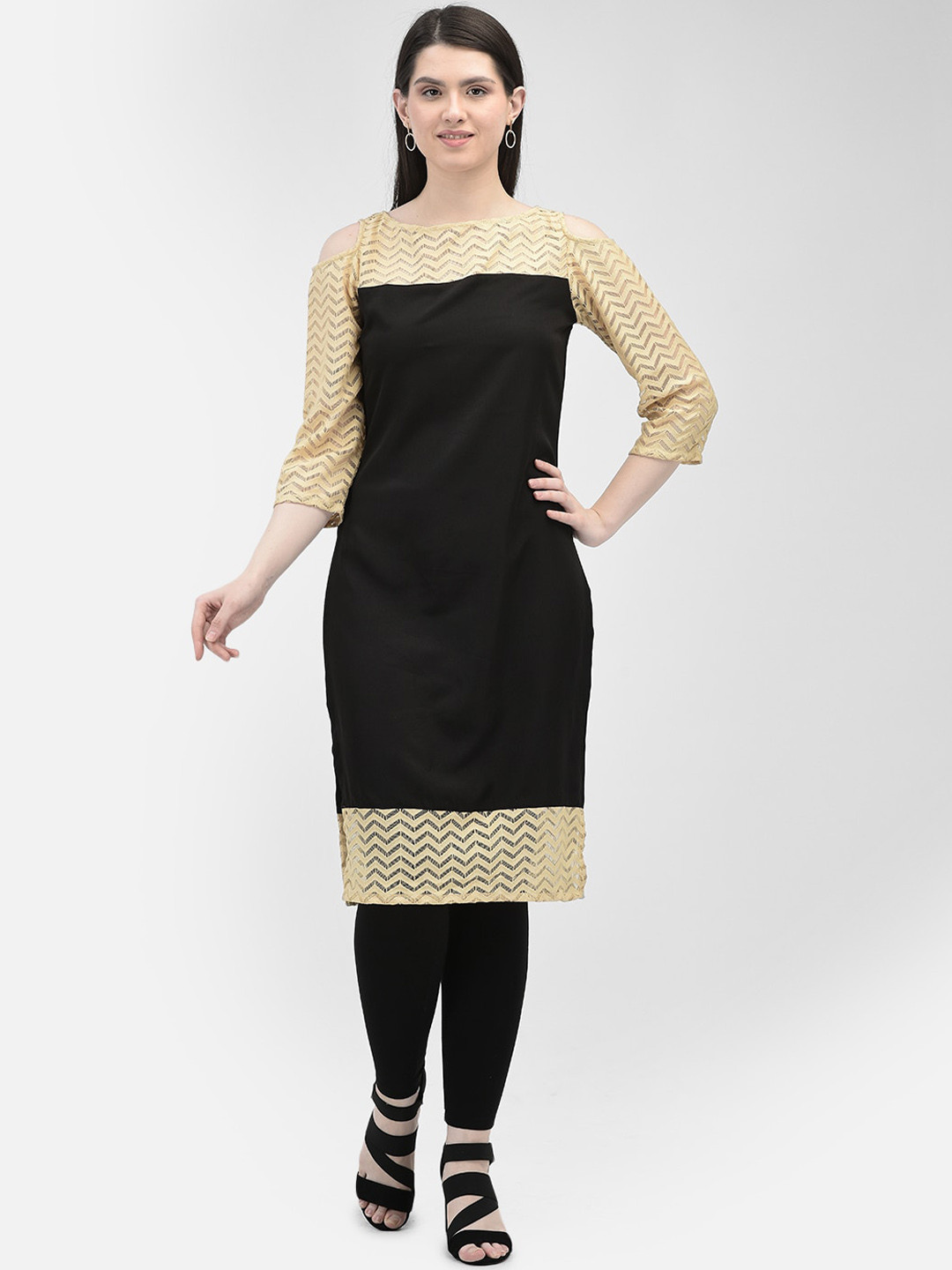 Ojjasvi Colourblocked Yoke Design Boat Neck Kurta