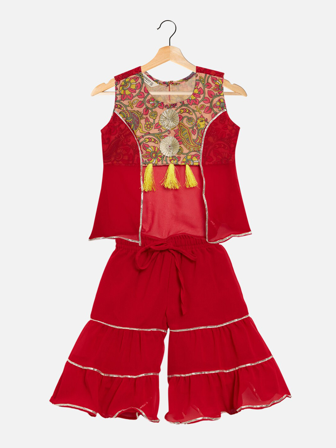 Readiprint Girls Printed Pure Cotton Top & Sharara Clothing Set