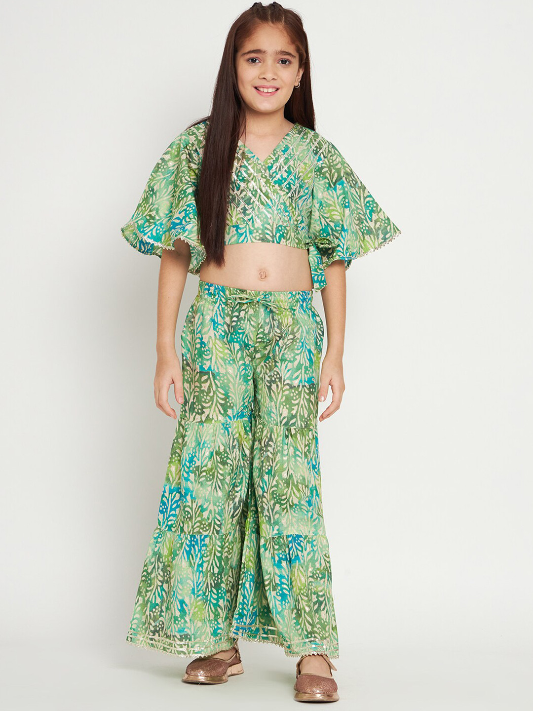 Readiprint Girls Printed Pure Cotton Top & Sharara Clothing Set