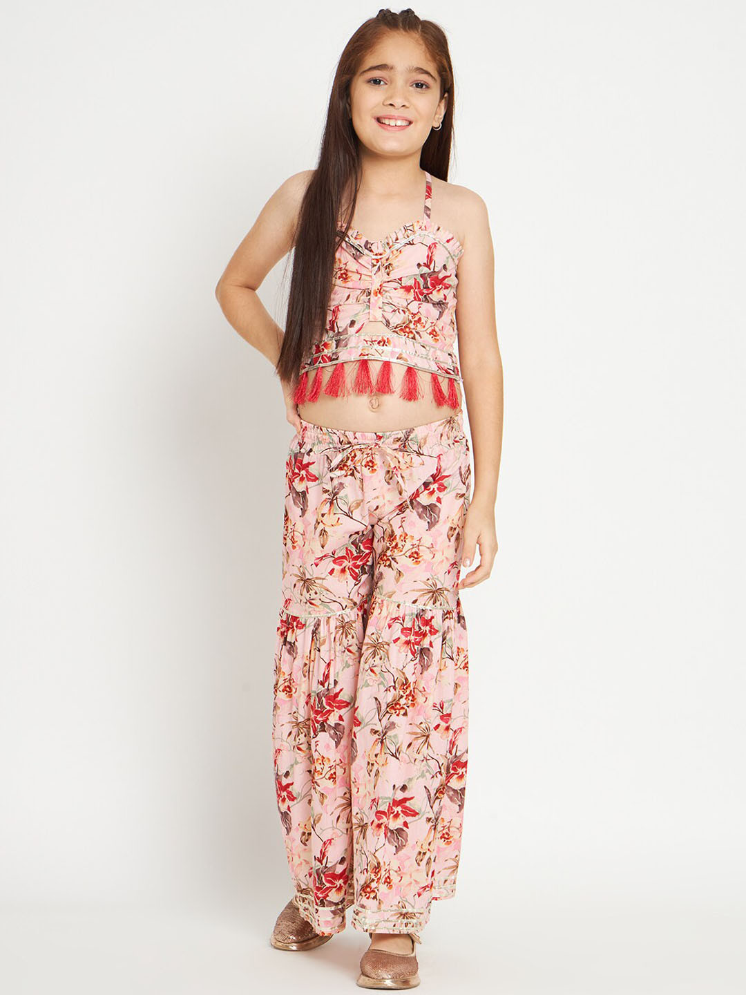 Readiprint Girls Printed Pure Cotton Top & Palazzo Clothing Set