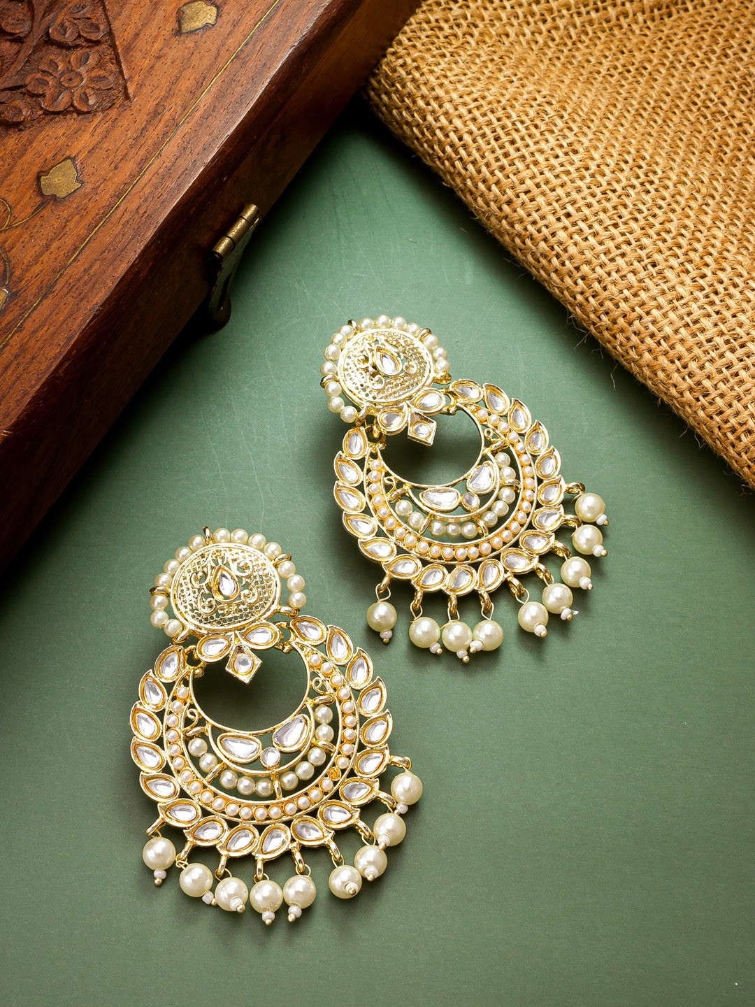 aadita Gold-Plated Crescent Shaped Chandbalis