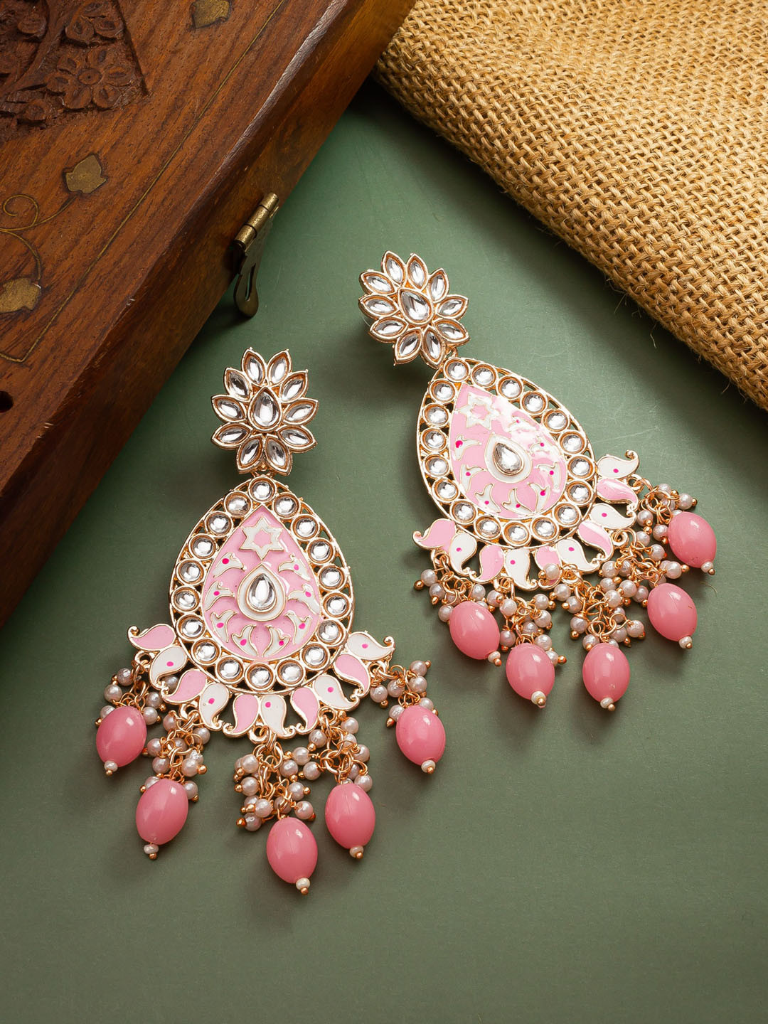 aadita Gold-Plated Spherical Pearl Chandbali