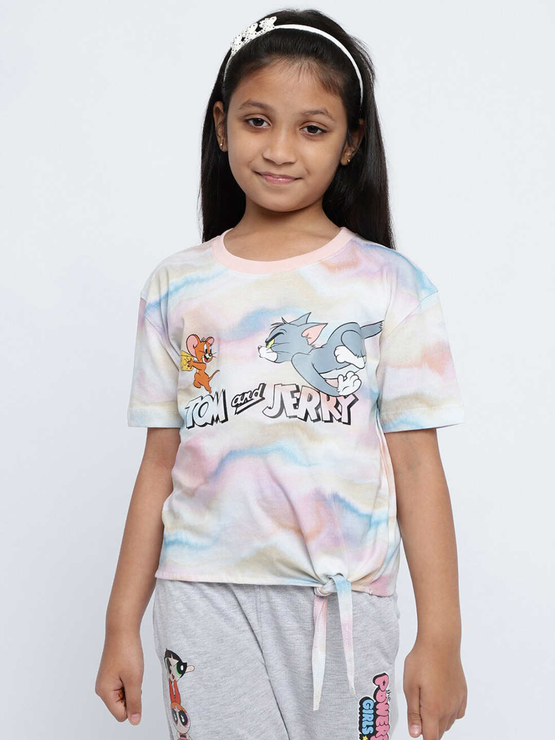 METTLE Girls Humour and Comic Tom & Jerry Printed Cotton T-shirt