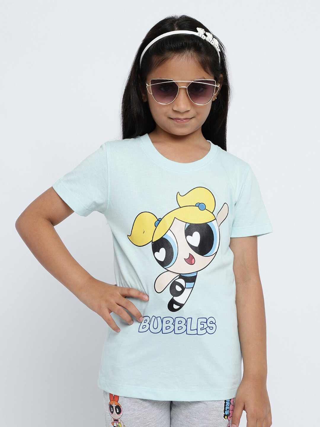 METTLE Girls Powerpuff Girls Printed Round Neck Pure Cotton T-shirt