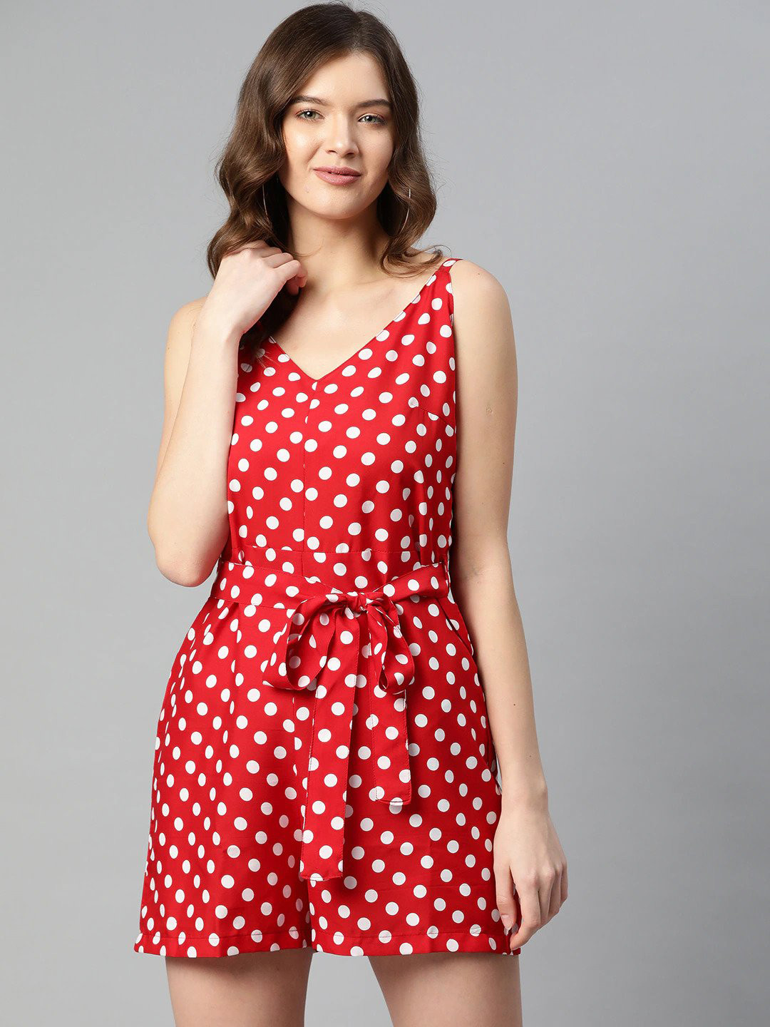 Sleek Italia Polka Dot Printed Sleeveles Playsuit