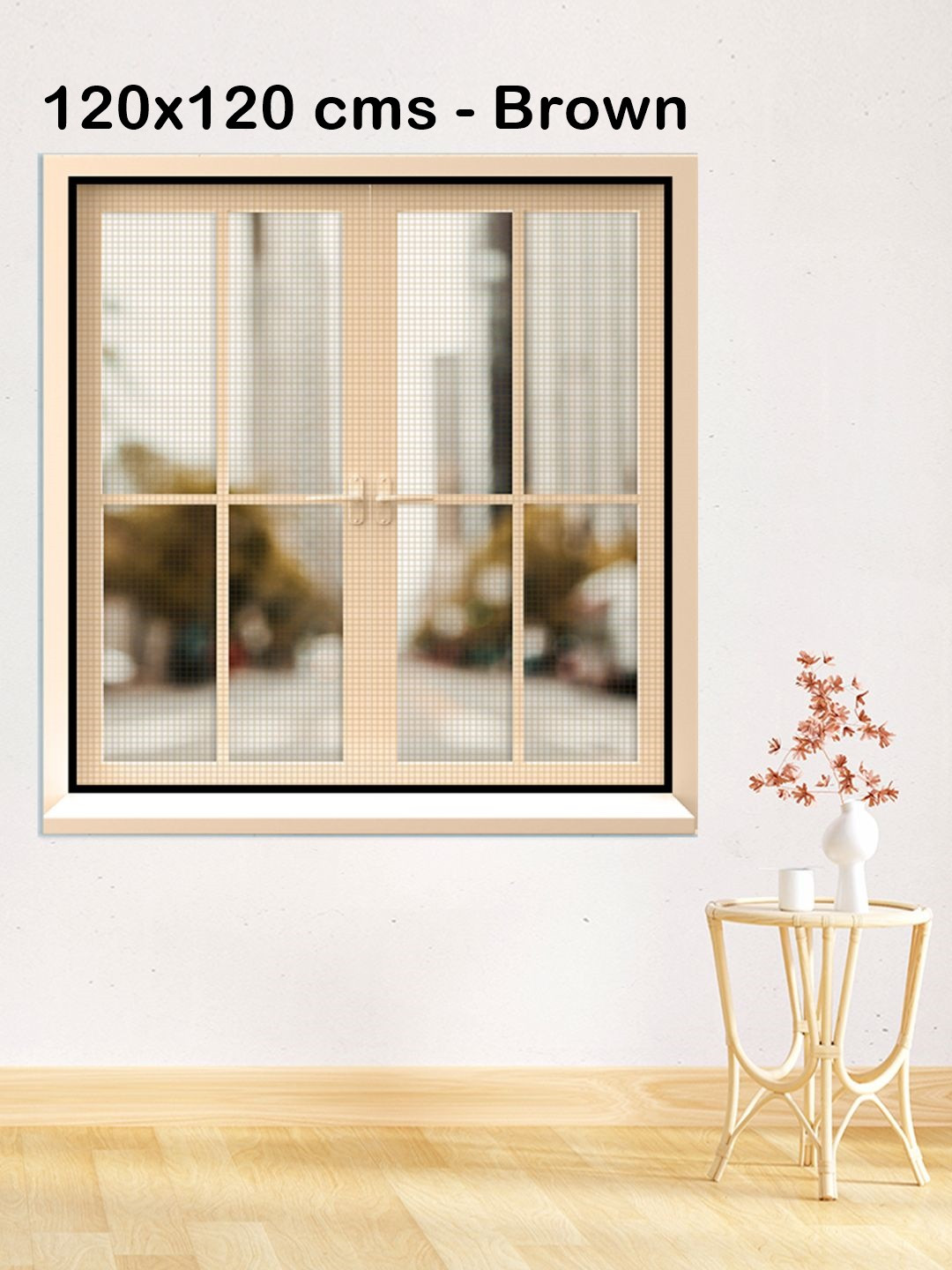 Classic Mosquito Net Brown Pre-Stitched Self-Adhesive Hook Fiberglass for Windows