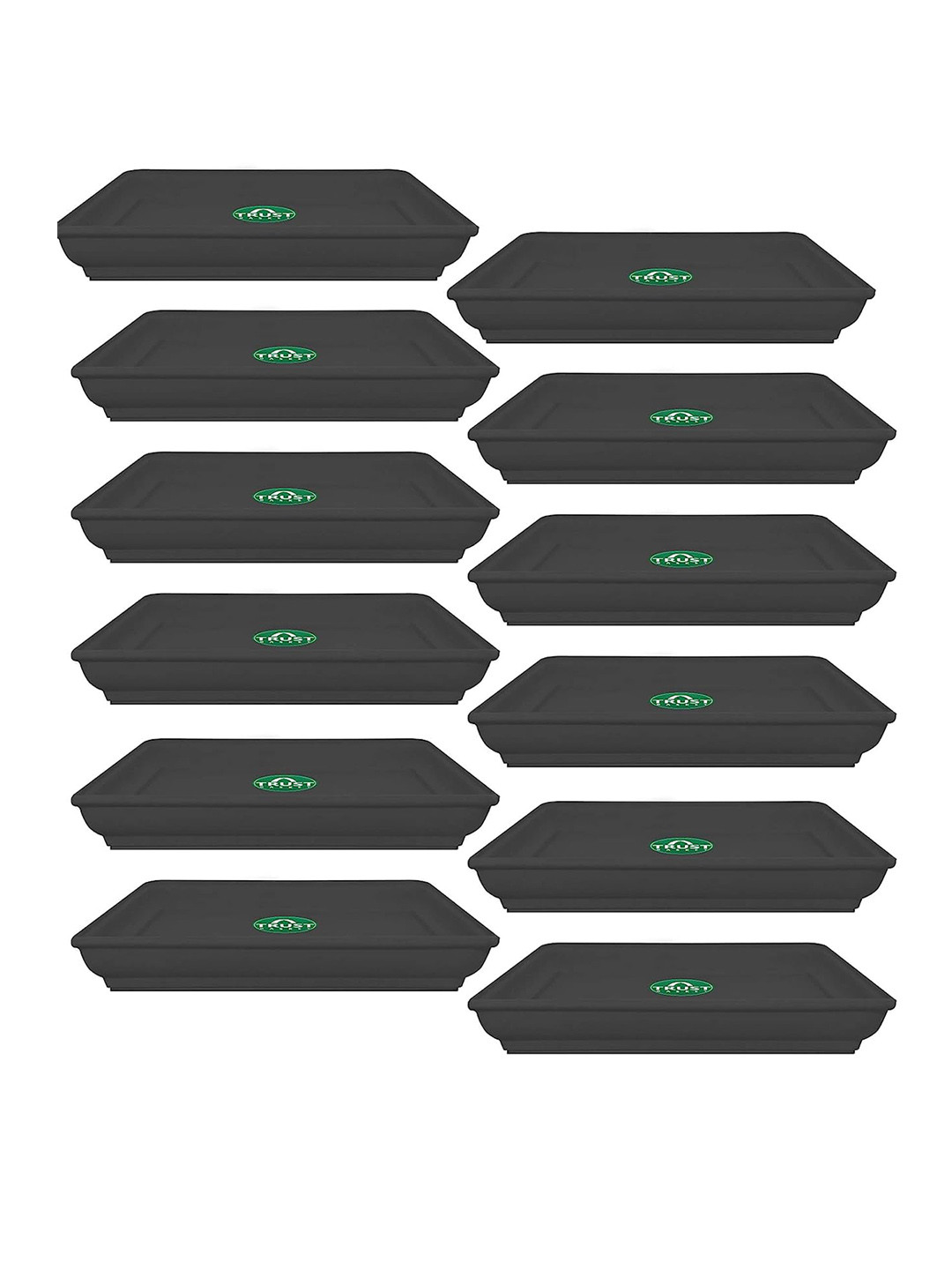 TRUSTBASKET Black 12 Pieces UV Treated Round Saucer Planters