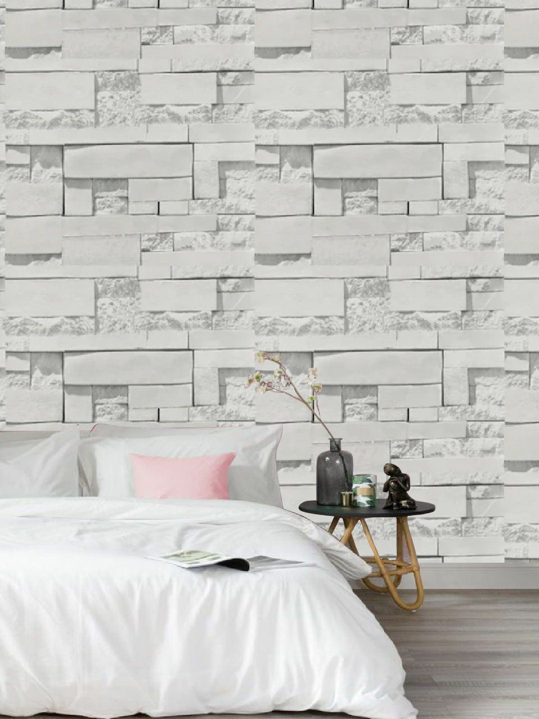 Jaamso Royals Grey Stone Bricks Self Adhesive Wallpaper