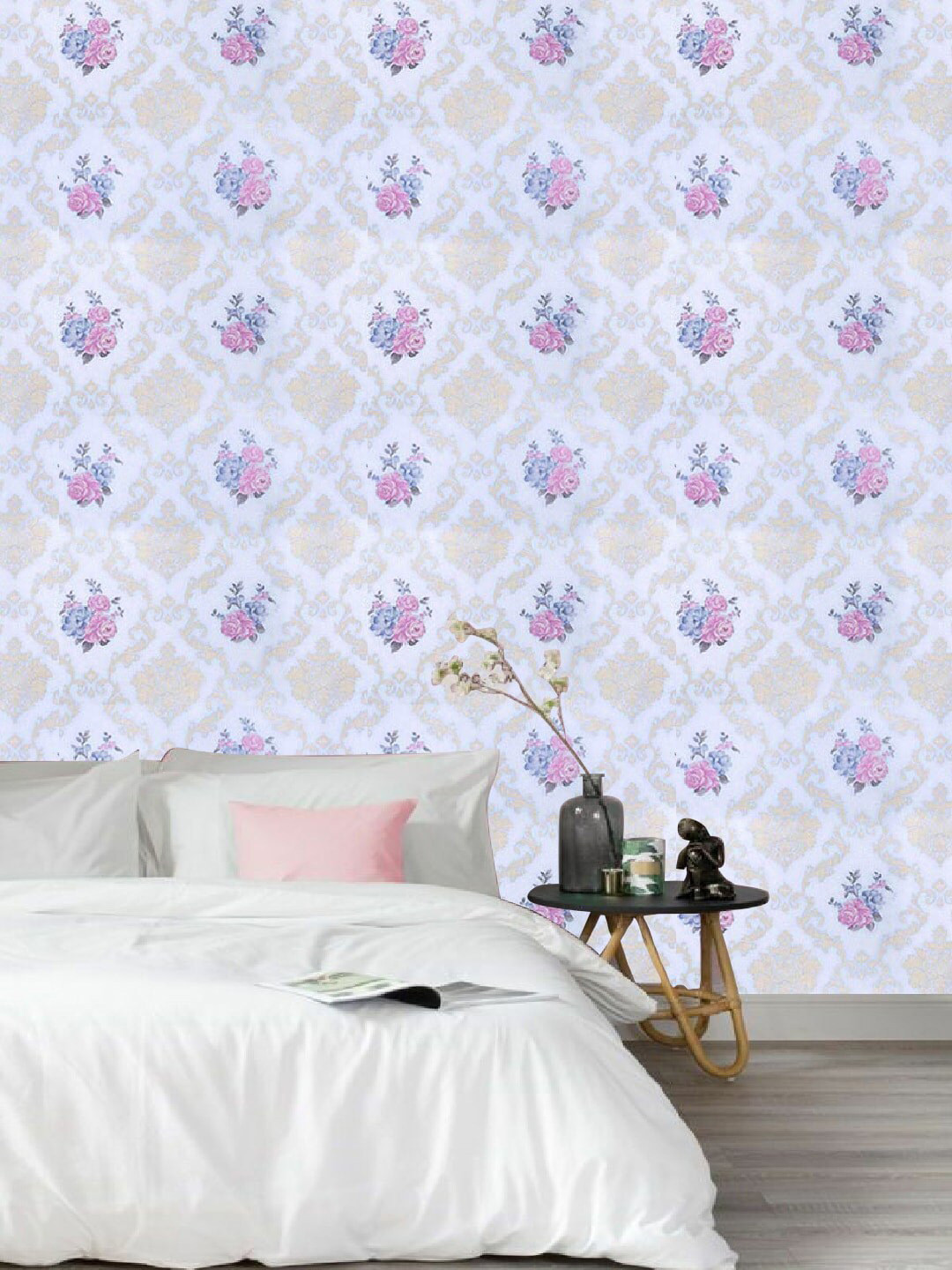 Jaamso Royals Purple Damask Self Adhesive Wallpaper