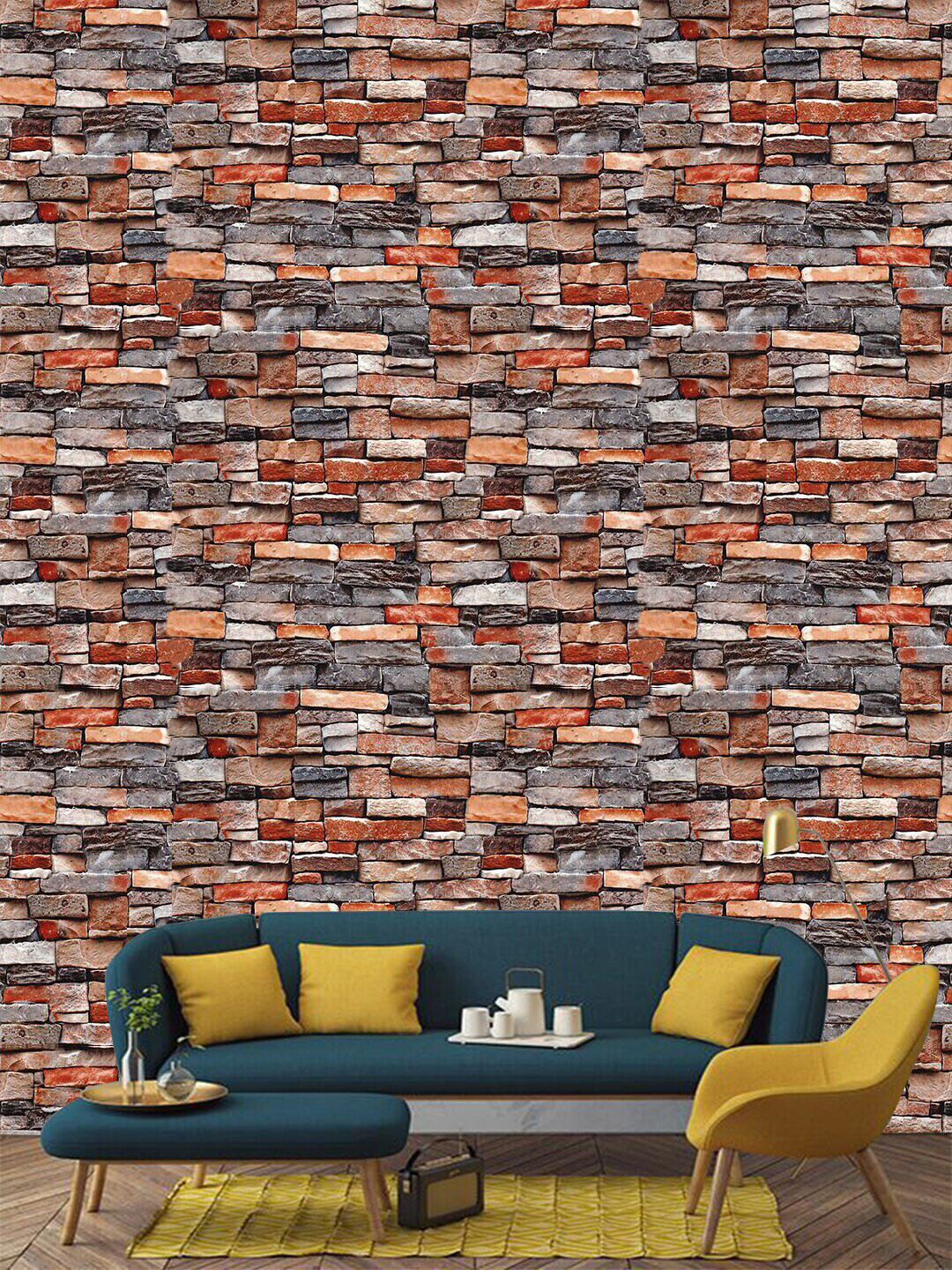 Jaamso Royals Red Brick Stone Self Adhesive Wallpaper