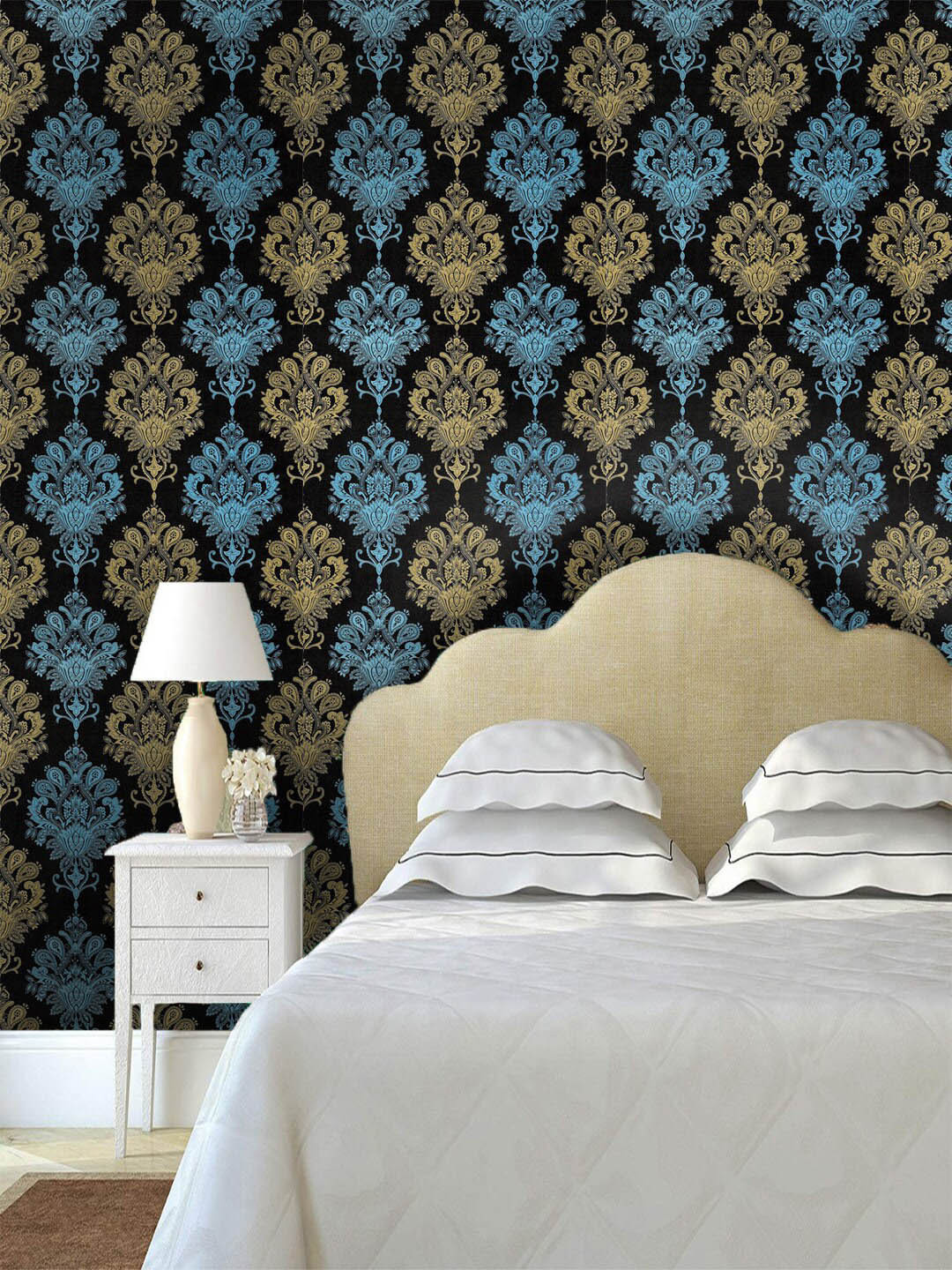 Jaamso Royals Black & Blue Brick Stone Self-Adhesive & Waterproof Wallpaper