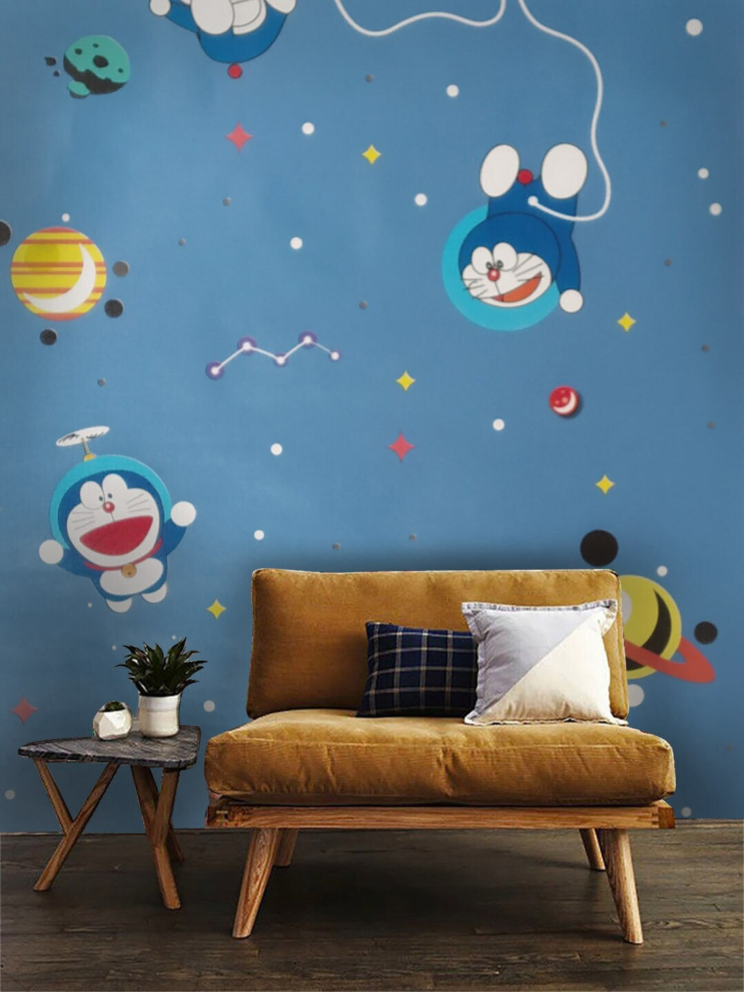 Jaamso Royals Blue Doremon Designer Self Adhesive Wallpaper
