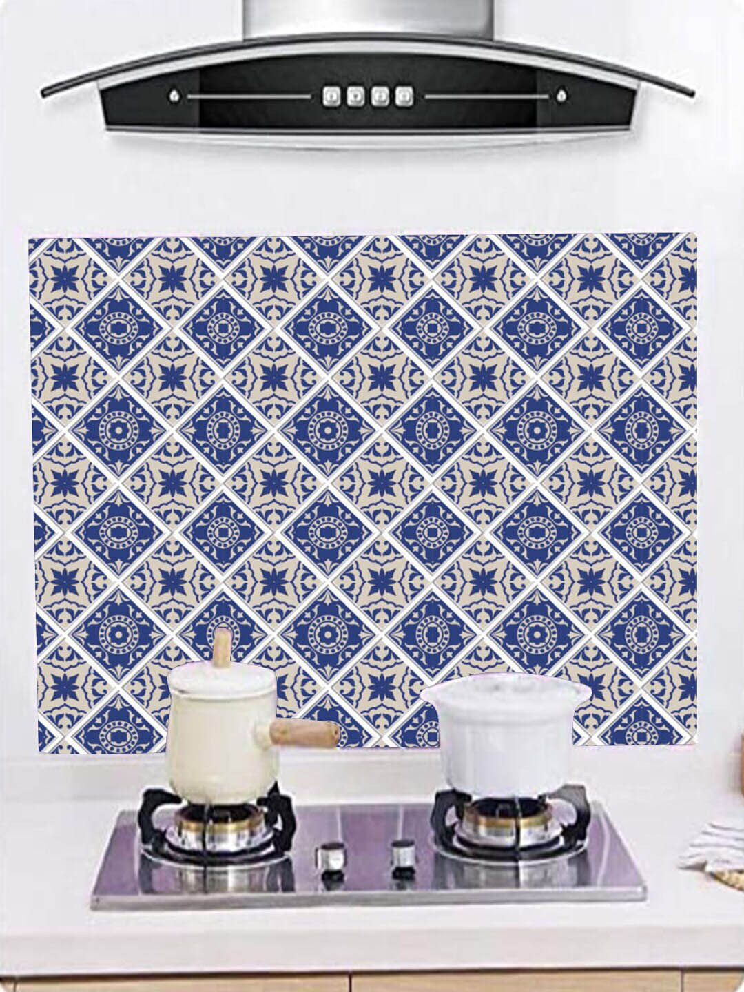 Jaamso Royals Blue & Beige PE Foam 3D Self Adhesive Wallpaper