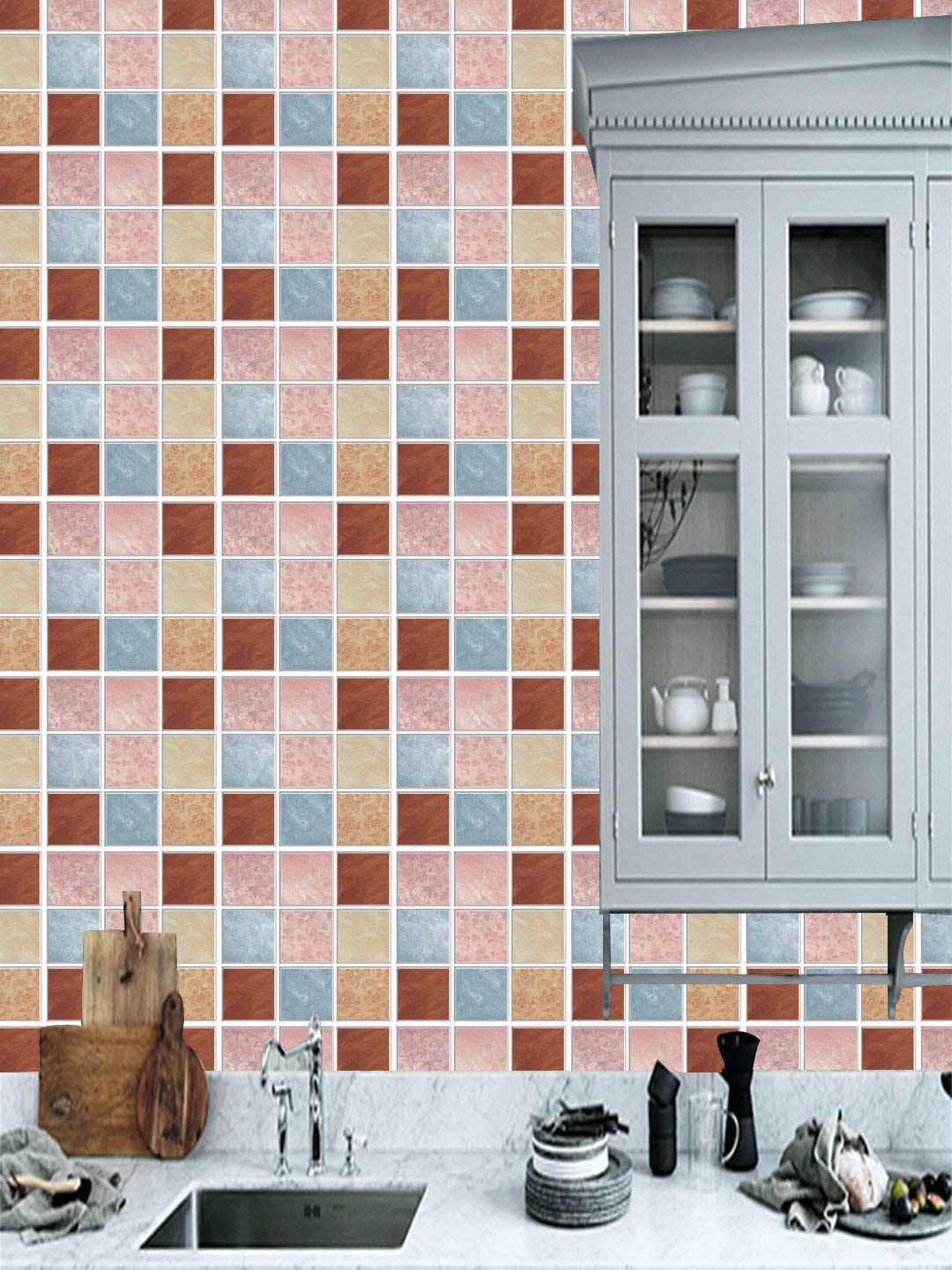 Jaamso Royals Beige & Pink 3 Pieces PE Foam Self Adhesive Wallpapers