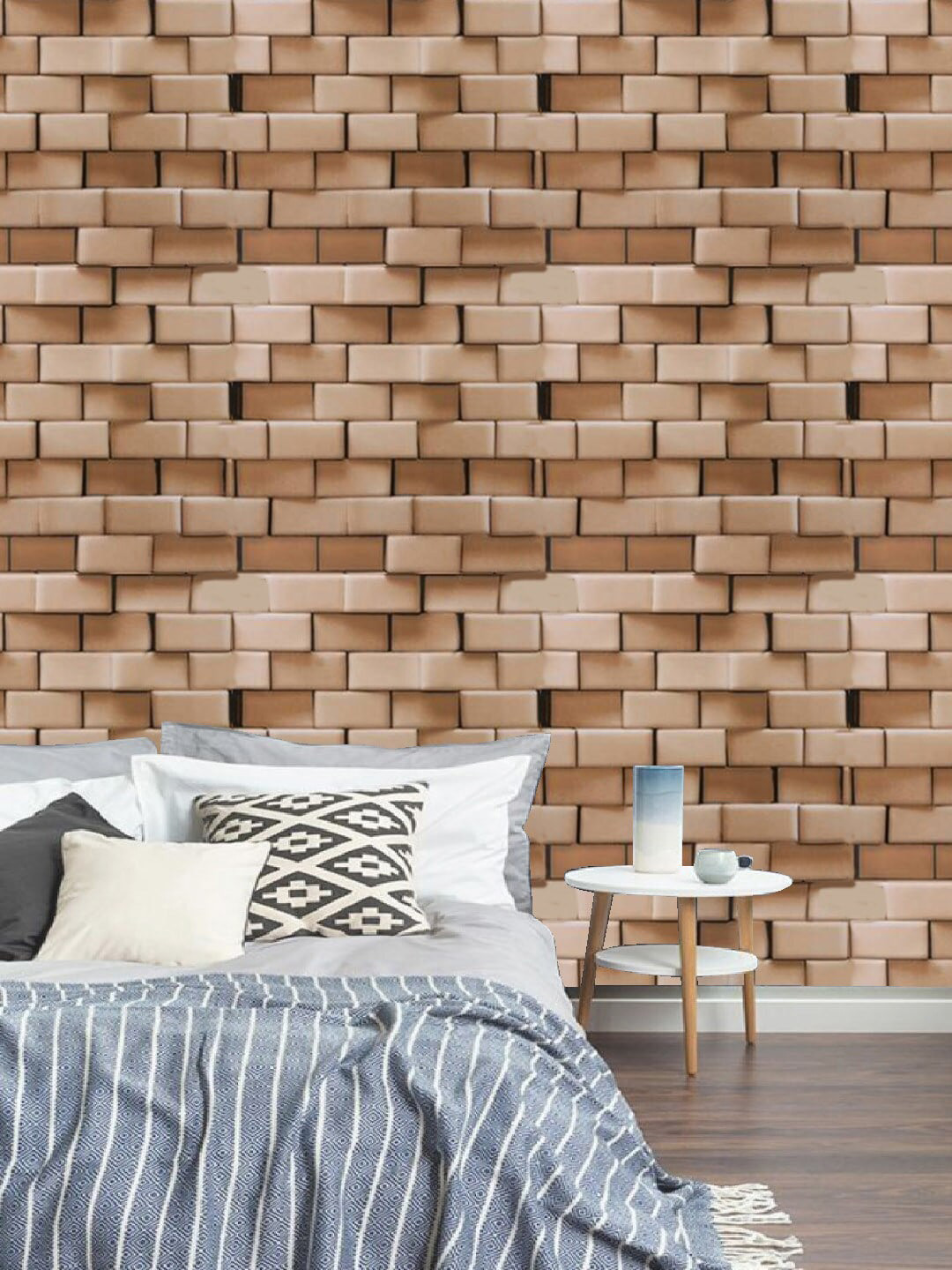Jaamso Royals Beige Brick Design Self-Adhesive Wallpaper