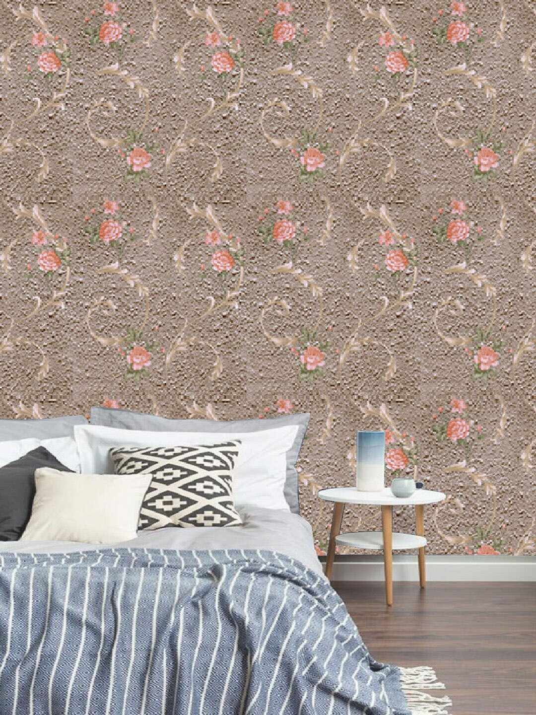 Jaamso Royals Brown Floral Self Adhesive Wallpaper
