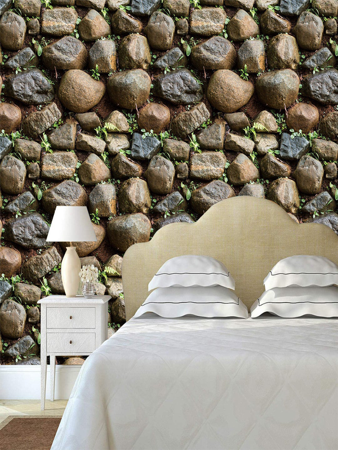 Jaamso Royals Brown & Green Stone Brick Wall Paper