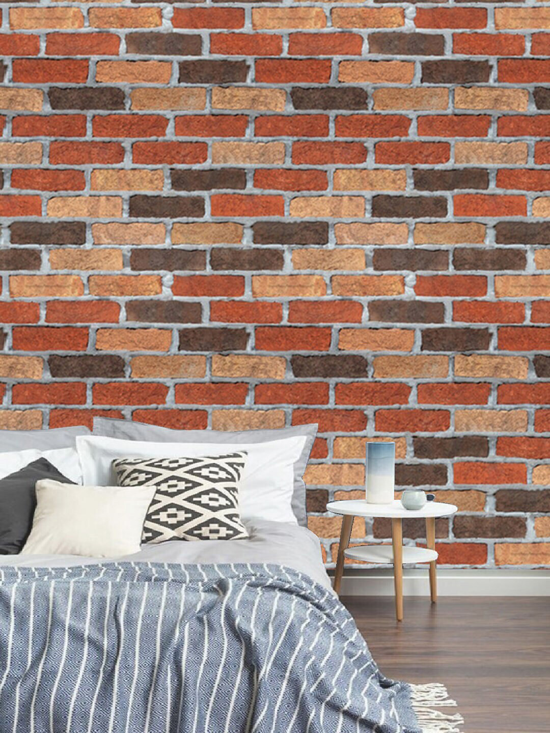 Jaamso Royals Red Textured Retro Brick Wallpaper