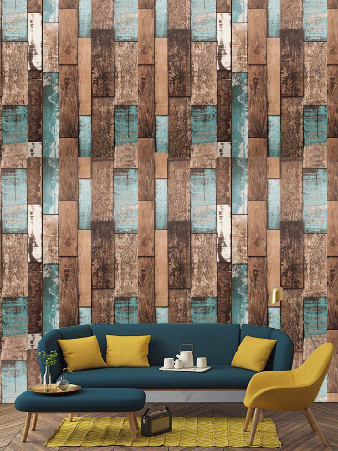 Jaamso Royals Brown Vintage Wood Print Self-Adhesive Wallpaper