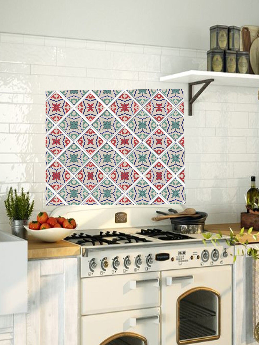 Jaamso Royals Off White & Green 3D Wall Panel PE Foam Self Adhesive 3D Wallpaper