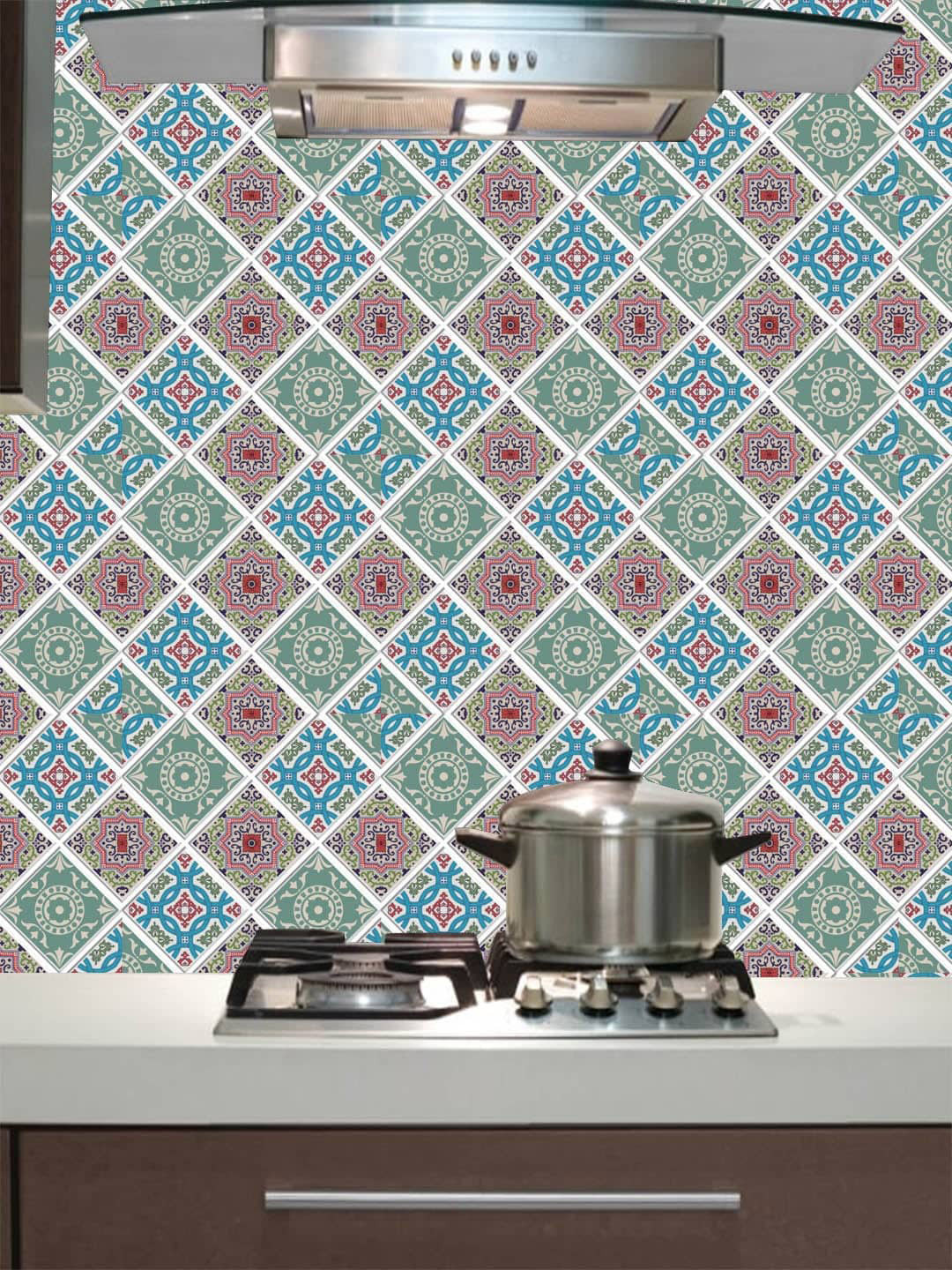 Jaamso Royals Blue & Green 3D Wall Panel PE Foam Self Adhesive 3D Wallpaper