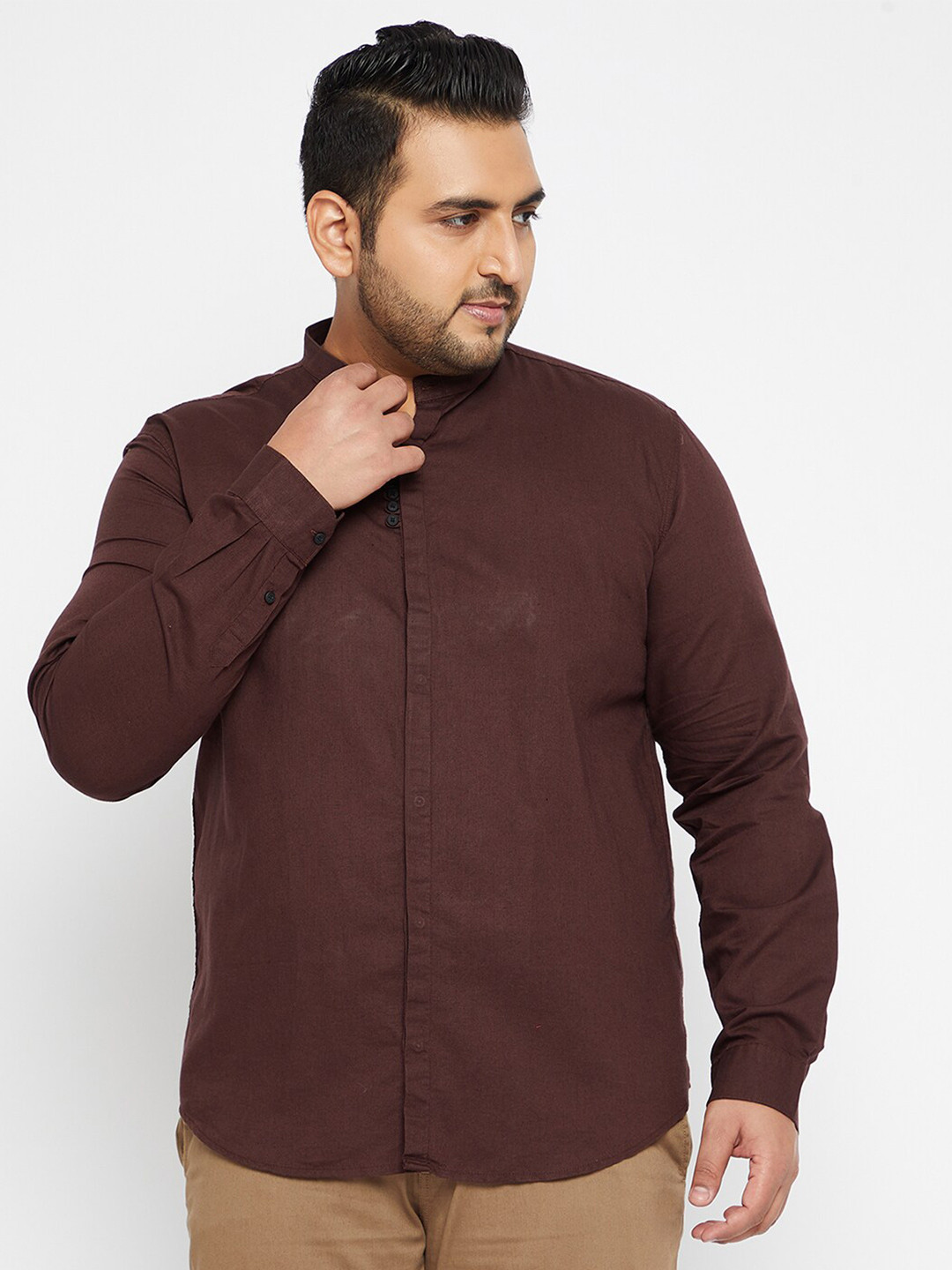 SHOWOFF Plus Slim Fit Linen Casual Shirt