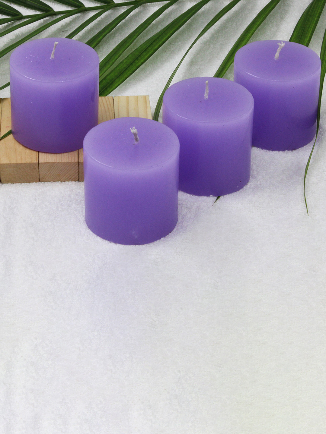 atorakushon Purple 4-Pieces Lavender Scented Pillar Candles