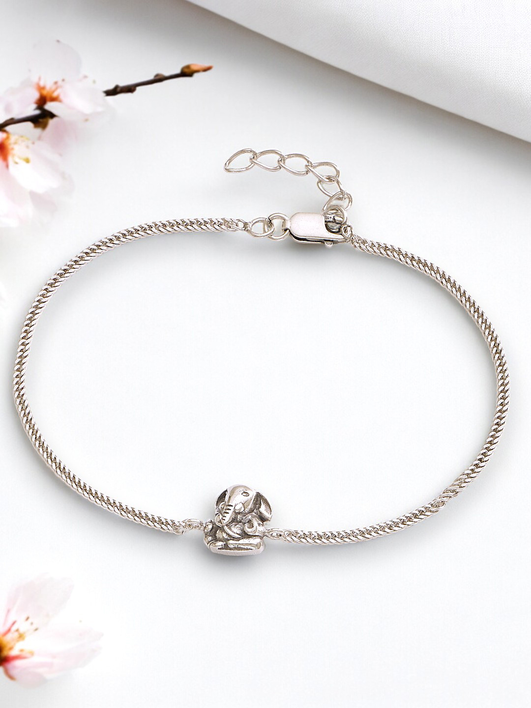 Taraash 925 Sterling Silver Ganpati Rakhi With Roli chawal & Greeting Card