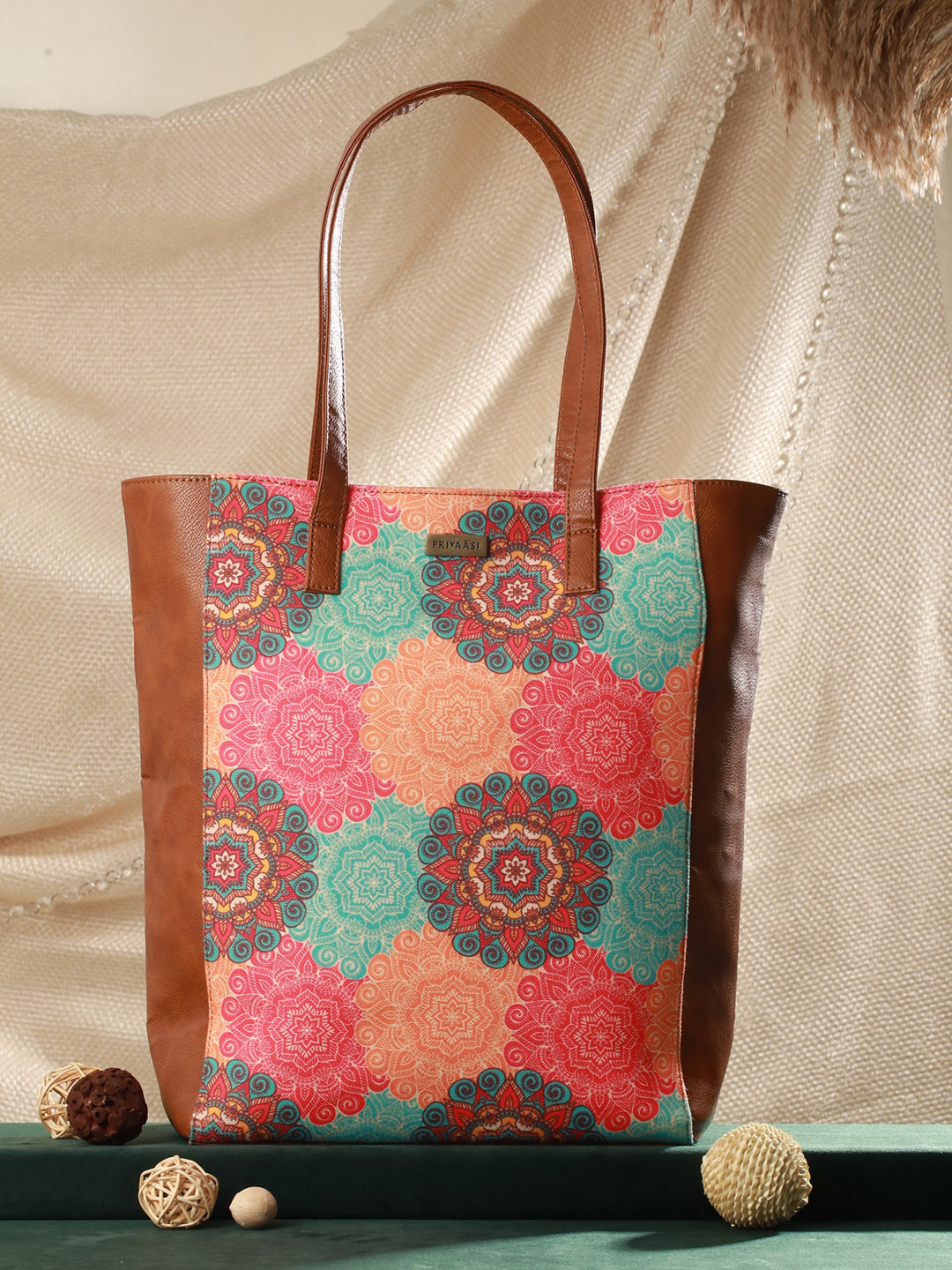 Priyaasi Floral PU Oversized Shopper Tote Bag
