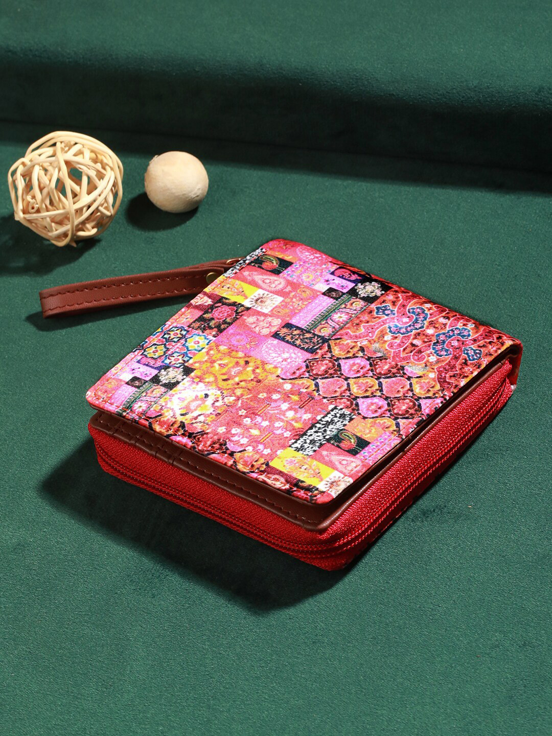 Priyaasi Women Ethnic Motifs Printed Zip Around Wallet with SIM Card Holder