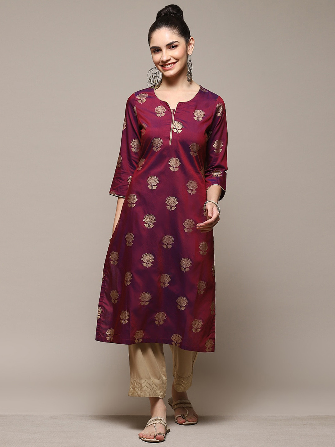 Biba Ethnic Motifs Printed Flared Sleeves Kurta