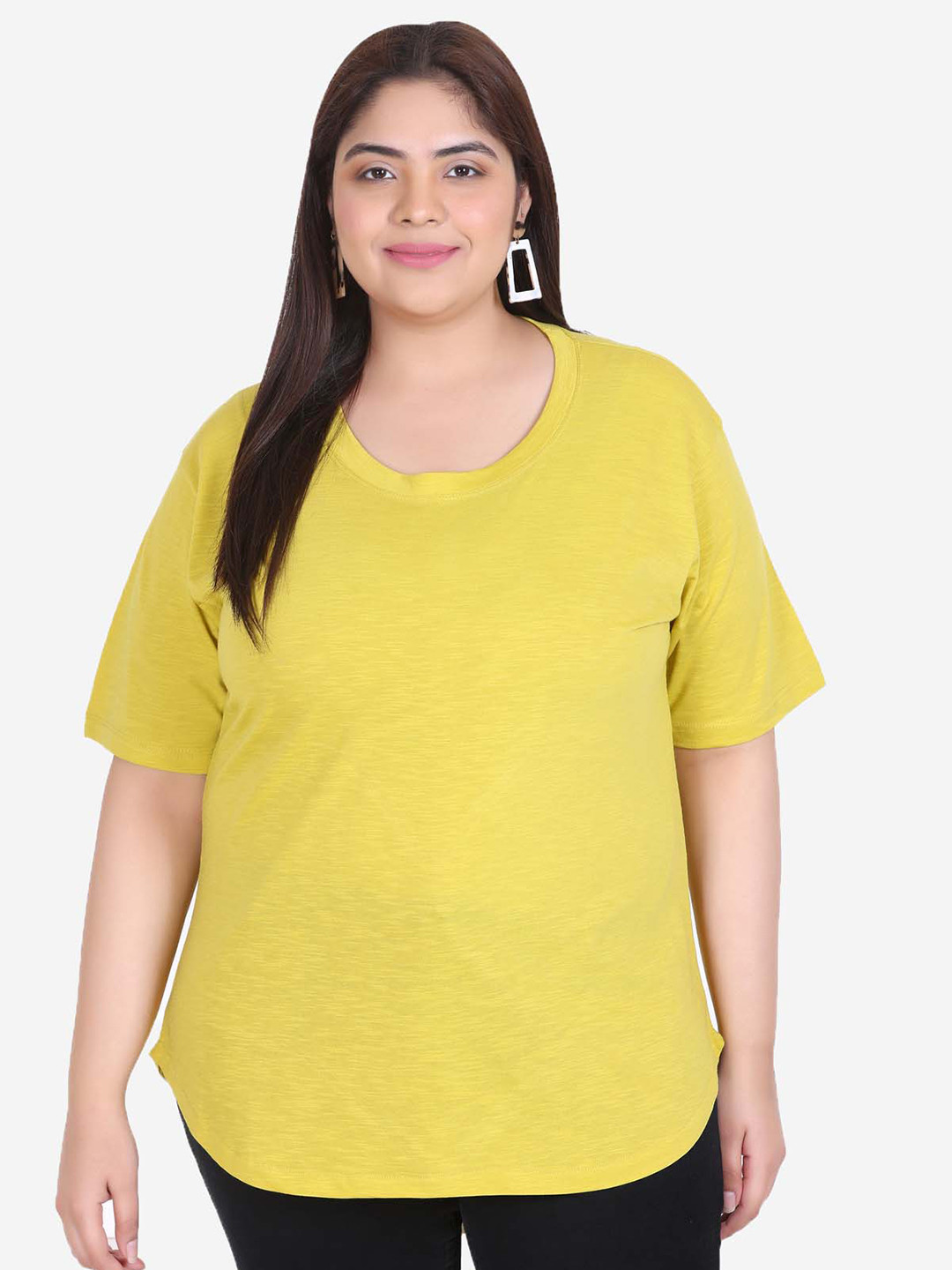 IN Love Plus Size Round Neck Drop-Shoulder Cotton T-shirt