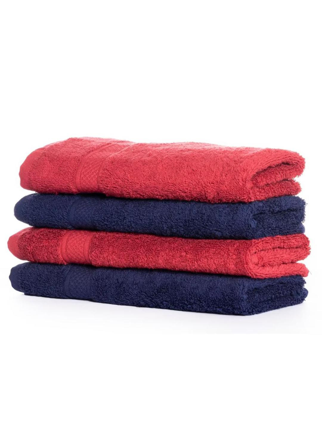 wakefit Red & Blue 4-Pieces Cotton 500 GSM Square Hand Towels