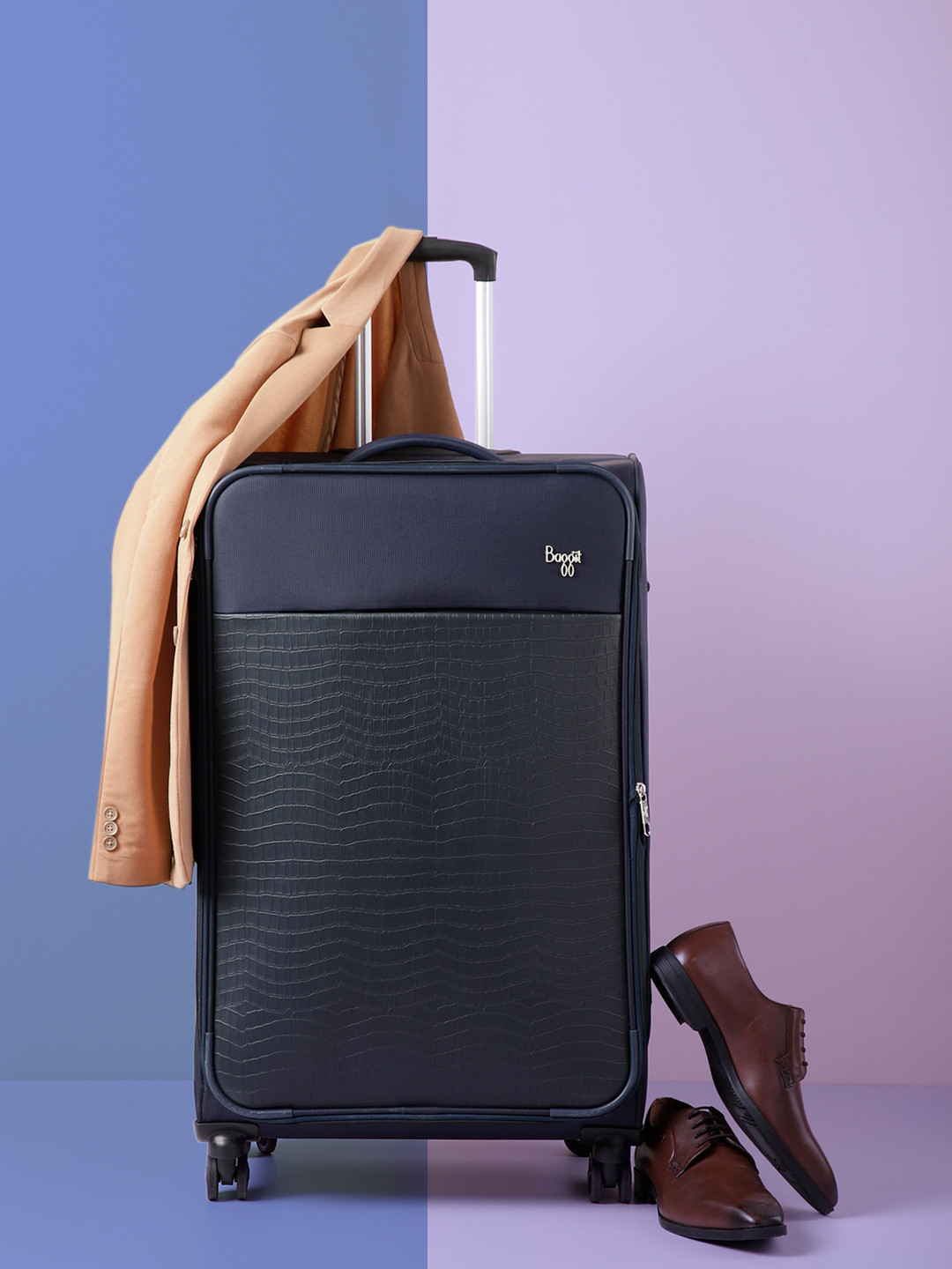 Baggit ACE Textured Soft-Sided Large Trolley Suitcase