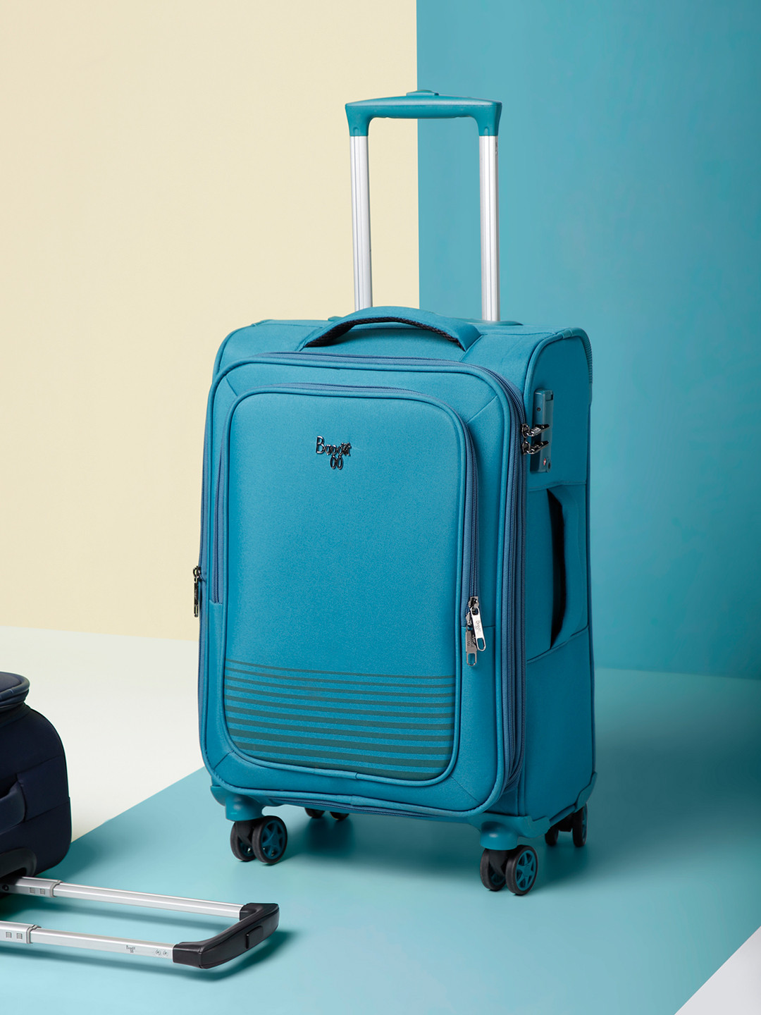 Baggit VIBER Striped Soft-Sided Cabin Trolley Suitcase