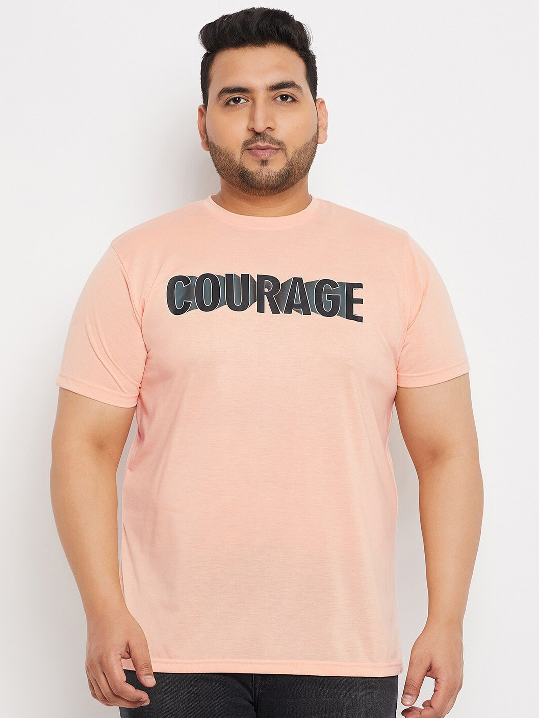 bigbanana Plus Size Typography Printed Bio Finish Regular Fit T-shirt