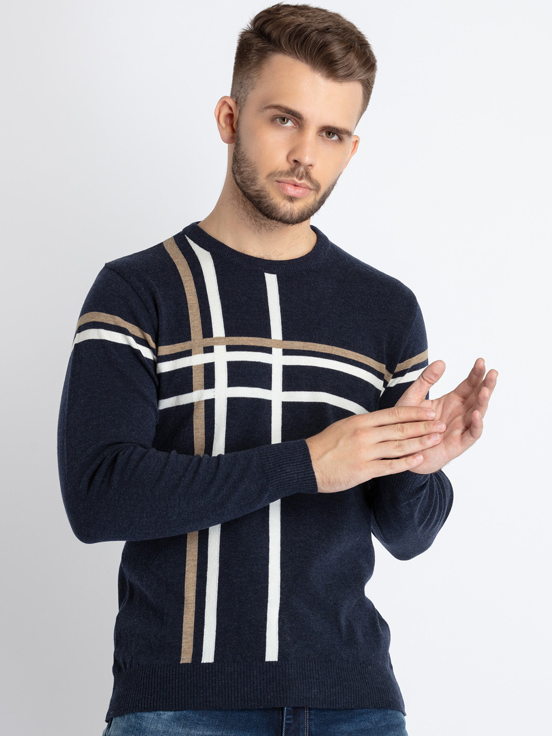 Status Quo Checked Cotton Pullover