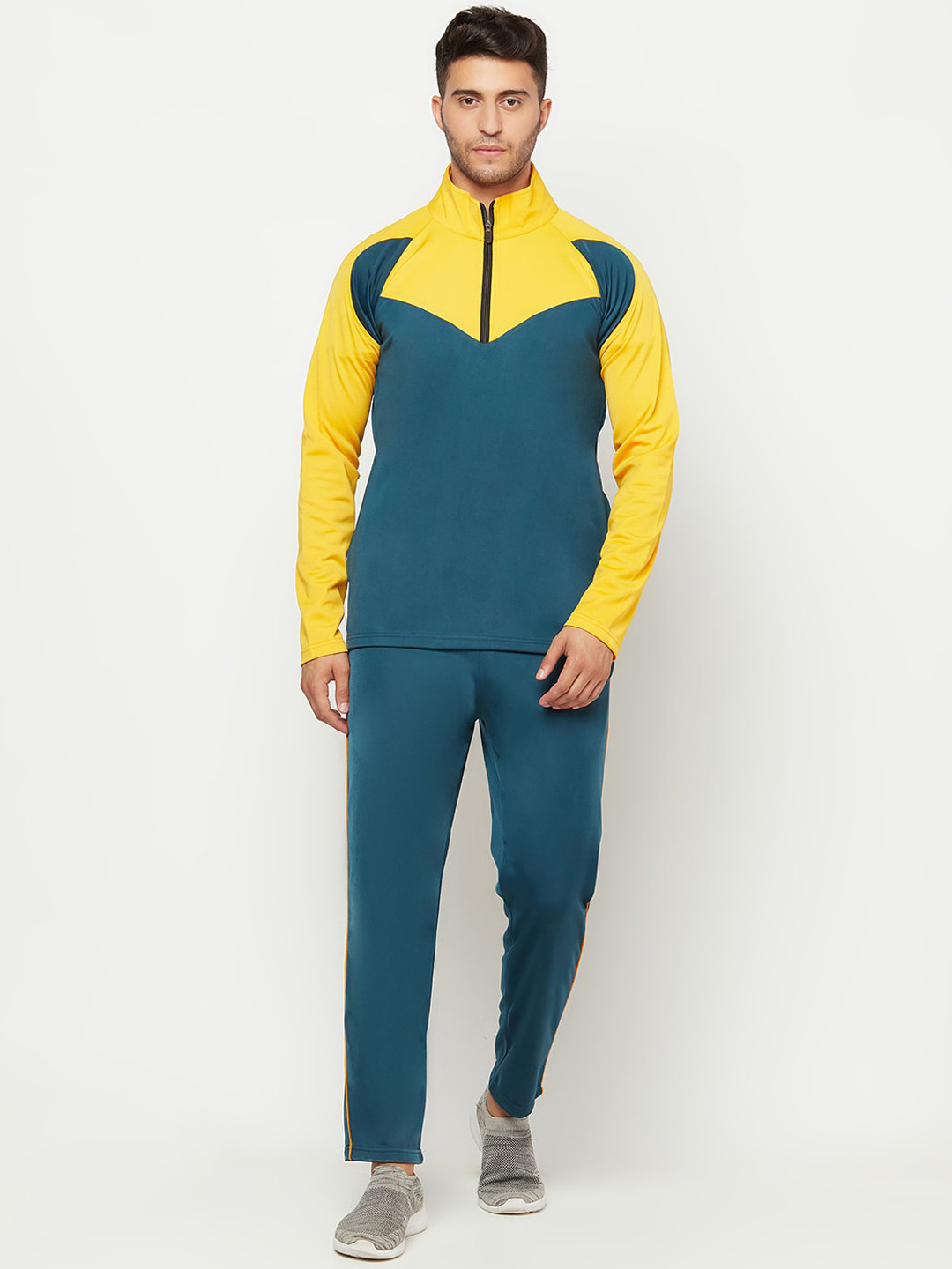 GLITO Colorblocked Neon Stripe Stretchable Gym Wear Tracksuit