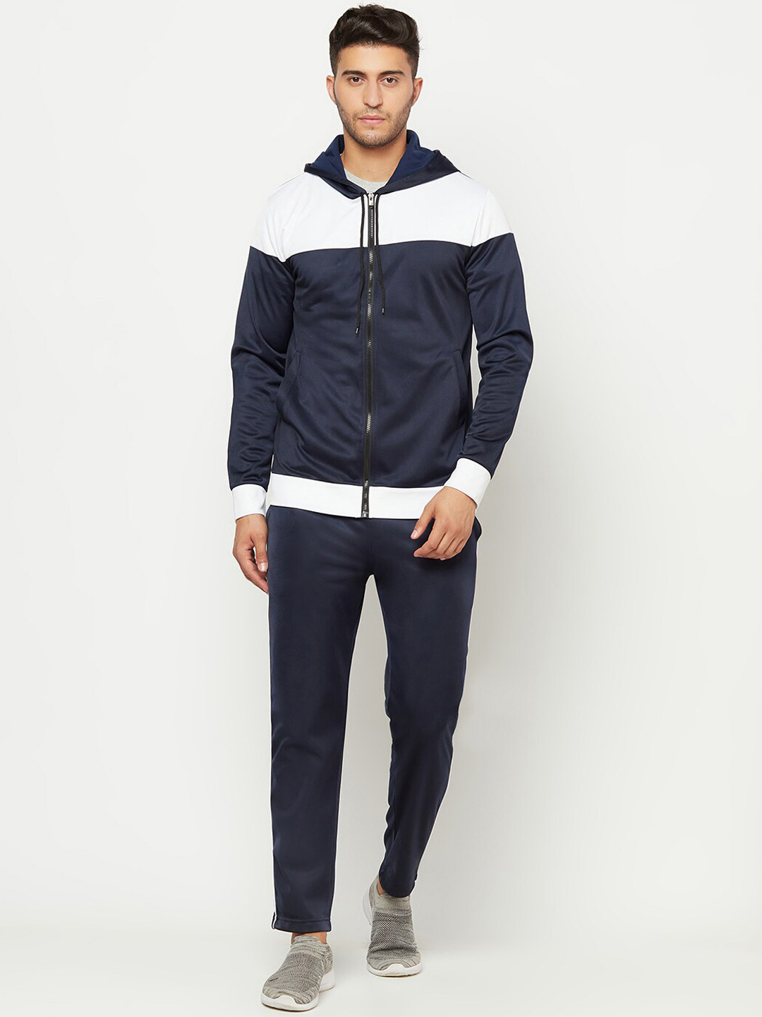 GLITO Colourblocked With Neon Stripe Stretchable Gym Wear Tracksuit